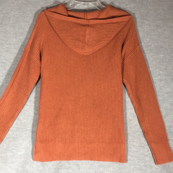 CYNTHIA ROWLEY Trendy Dropped Shoulder Flat Knit Sweater with Hood - Picture 2 of 14